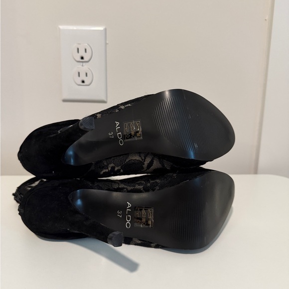 ALDO Black Lace Peep-Toe High Heel Booties - Picture 5 of 5